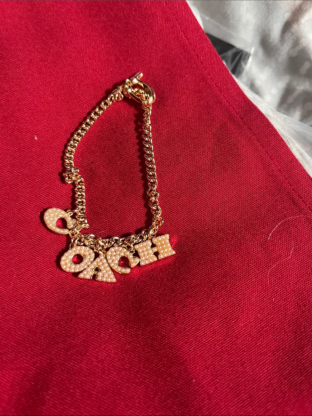 Gold Tone Pavé Letter Charm Bracelet - Women Jewelry
